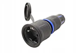Bachmann CEE7/3 Protective Contact Connector with Hinged Lid Rubberized IP54 Black/Blue