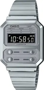 Casio Vintage A100WE-7BEF ciparu pulkstenis ar nerūsējošā tērauda aproci