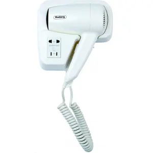 Rosberg Wall Mounted Hair Dryer 1300W with 2 Speed Settings DC Motor and Shave Socket in White