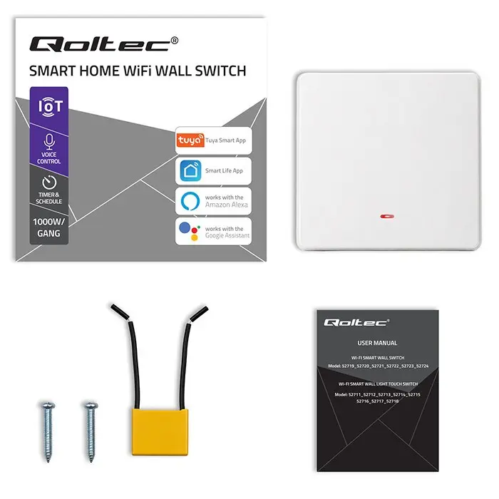 QOLTEC Wi-Fi Smart Light Switch Tuya 52719 Photo 9