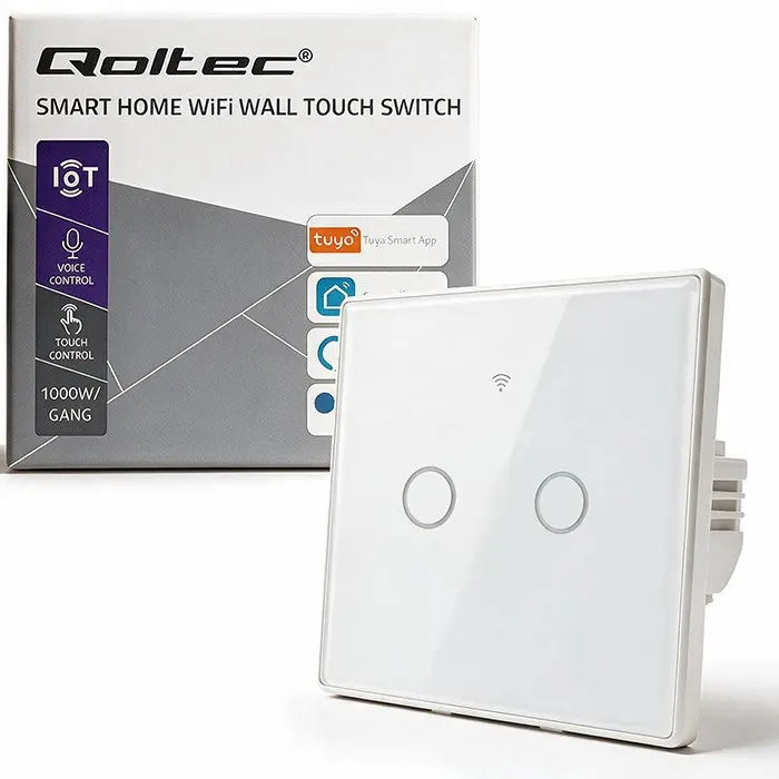 Qoltec 52716 Smart Touch 2-Channel Wi-Fi Light Switch Photo 8