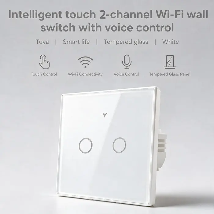 Qoltec 52716 Smart Touch 2-Channel Wi-Fi Light Switch Photo 12