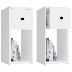 CMK Meble TOMI 25 1S White Bedside Table with Drawer for Bedroom