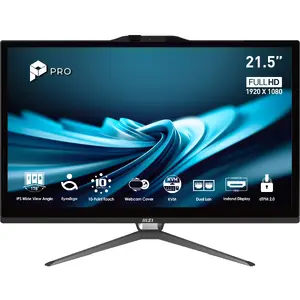 MSI Pro AP222T 14MA-613EU Monobloks Intel Core i3-14100 21.5 Collas Full HD Skārienekrāns 8GB RAM 512GB SSD Windows 11 Home Melns