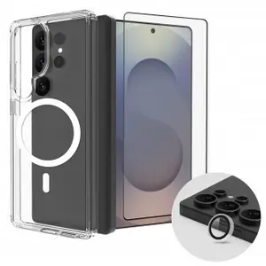 Roobix 3-in-1 Combo Set for Samsung S25 Ultra featuring MagSafe case, screen protector, and camera lens protector