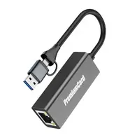 PremiumCord Adaptér USB-C a USB-A na Gigabit 10/100/1000Mbps 15cm