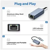 Адаптер PREMIUMCORD USB-C и USB-A в Gigabit Ethernet Photo 10