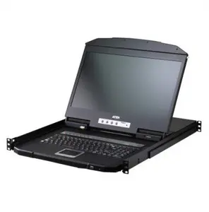 ATEN CL3708NX D 8-portu KVM konsole arplatekrāna LCD displeju USB un HDMI viena sliedes konstrukcija vācu tastatūras izkārtojums