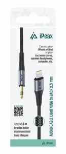LIGHTNING / 3.5 MM JACK ADAPTER 1.5 M BLACK