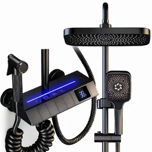 Riff Piano Premium Shower Set with 3 Water Outlets and Digital Display Black