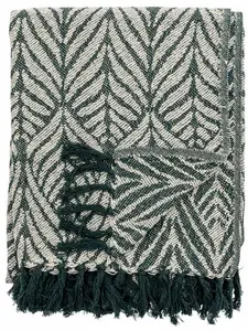 Bloomingville Creative Collection Ugento Plaid Blanket Green Recycled Cotton