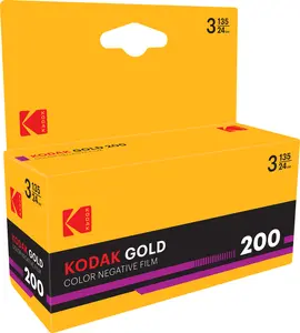 Kodak Gold 200 ISO 35mm krāsu negatīvā filma 24 kadri 3 ruļļu iepakojums