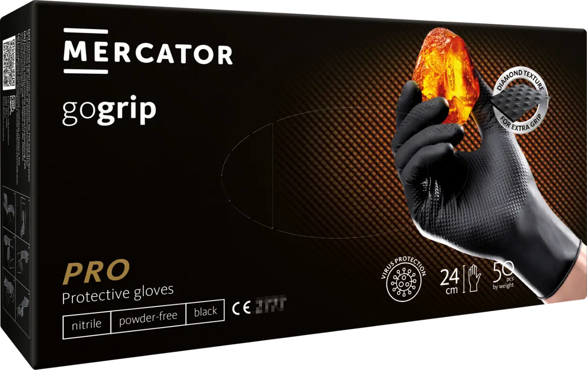 Melnie nitrila cimdi Mercator Powergrip XXL