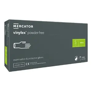 Mercator VINYLEX Vinyl Gloves, Powder-Free, Transparent, Size S, Pack of 100