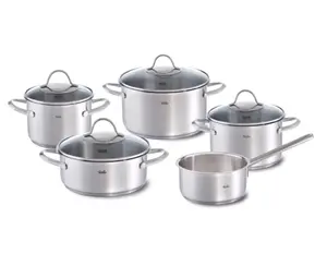 Fissler Palermo 5-Piece Cookware Set Stainless Steel Pot Set with Lids