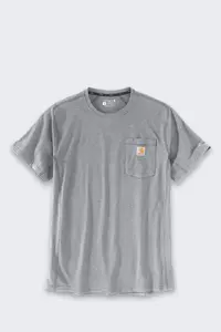 Футболка Carhartt Force Mid Pocket Heather Grey с нагрудным карманом и технологией быстрого высыхания