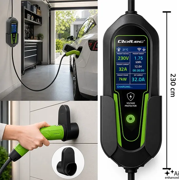 Qoltec 2-in-1 EV Charger Type 2 7kW Wi-Fi Photo 7