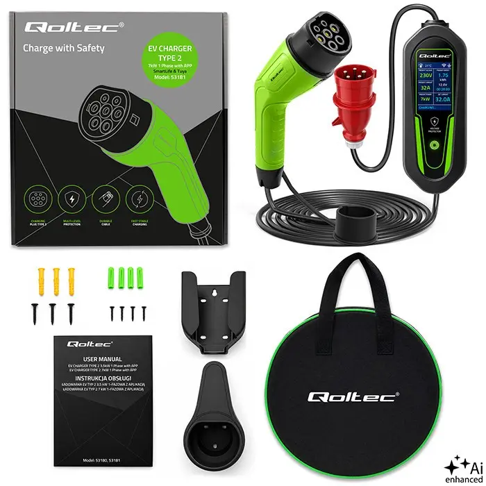 Qoltec 2-in-1 EV Charger Type 2 7kW Wi-Fi Photo 10