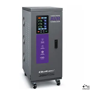 Qoltec 51907 Three-Phase Voltage Stabilizer AVR Multiprotection 15kVA Servo Motor LCD Expert Line