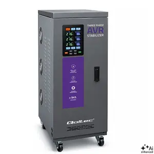 Qoltec Three-phase AVR voltage stabilizer Multiprotection 30kVA 3% accuracy servo motor LCD Expert Line