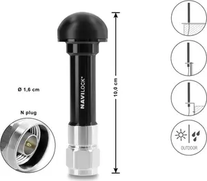 Navilock GNSS Antenna N-connector 20 dB active outdoor black 10 cm 60763