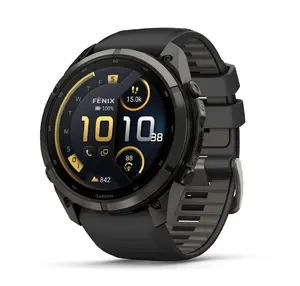 Garmin Fenix 9 Pro Carbon Gray Smartwatch with 1.5-inch AMOLED Touch Display, 51mm Titanium Case, 64GB Memory, and Heart Rate Monitor