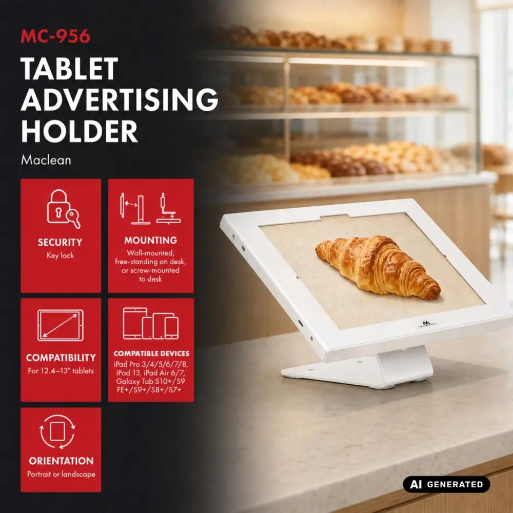 MACLEAN MC-956 Tablet Mount for 12.4"-13" Devices with Lock Photo 3