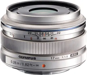 OM System M.Zuiko Digital 17mm f/1.8 Sudraba Objektīvs Micro Four Thirds sistēmai ar ātro fokusēšanu un MSC autofokusu