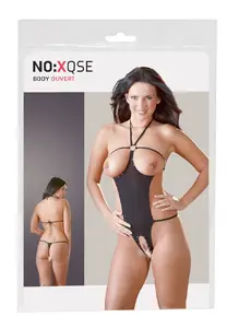 no:xqse Body Sex open S-L Halterneck Open Cups Open Crotch Rhinestones Black Polyamide Spandex