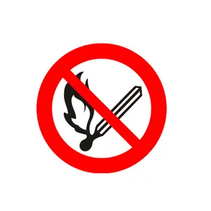 Warning Sticker No Smoking and Open Flame Prohibited Diameter 15 cm