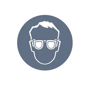 Safety Glasses Required Warning Sticker Diameter 15 cm
