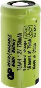 GP Batteries 2/3 AA Flat Top NiMH Rechargeable Special Battery 1.2 V 750 mAh GP75AAH