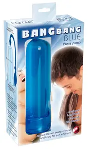Вакуумная помпа для пениса Bang Bang Blue с предохранительным клапаном и прозрачным цилиндром