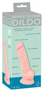 Medical Silicone Dildo 18 cm with Suction Cup and Realistic Design made of Liquid Silicone