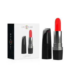 INTENSE FUN TOYS Lippsy Vibrating Lipstick Mini Vibrator Black with 10 Vibration Patterns and Medical Silicone
