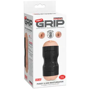 EXTREME TOYZ Pipedram Tight Vagina and Ano двойной мастурбатор для мужчин с материалом Fanta Flesh и текстурированными каналами