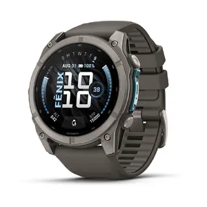 GARMIN Fenix 9 Viedpulkstenis 51mm Titāna korpuss ar oļu pelēku silikona siksniņu