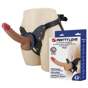 Pretty Love Yeti Uzliekamas Siksnas Komplekts ar Vakuuma Dildo Krāsa Miesas Melns Silikons