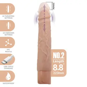Realistic Vibrating Dildo PRETTY LOVE Kessler with 10 Vibration Modes 10 Thrusting Modes USB-C Rechargeable Waterproof Natural TPE