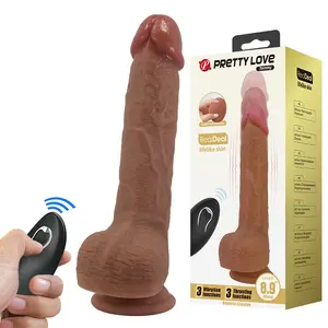 PRETTY LOVE TOMMY Realistic Thrusting Vibrator Dark Brown with Remote Control Suction Cup USB Rechargeable