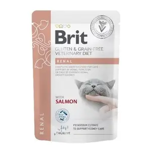 Brit Veterinary Diet Renal Salmon Wet Cat Food Adult Grain-Free Gluten-Free 12x85g Sachet