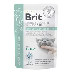 Brit Veterinary Diet Urinary and Stress Relief Wet Cat Food Chicken Adult 12x85g