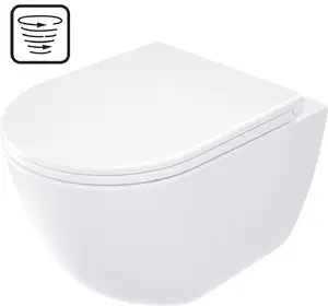 Deante CGND6ZPW Rimless Wall-Hung WC Bowl with Toilet Seat and Vortex Flushing System