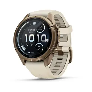 Garmin fēnix 9 Pro viedpulkstenis 43 mm AMOLED Zelta Titāns GPS 4G Wi-Fi 64 GB Silikona siksniņa