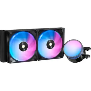 Ocypus Delta L24 ARGB V2 procesora ūdens dzesēšanas sistēma melna ar 2x120 mm ventilatoriem, adresējamu ARGB apgaismojumu un 280 W TDP