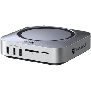 UGREEN Maxidok 10-in-1 Mac Mini Thunderbolt 5 Docking Station Silver with M.2 NVMe Slot 2x 6K Output USB-A and SD/MicroSD Card Readers