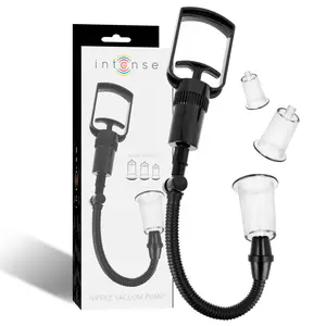INTENSE FUN TOYS INTENSE - PUMP UNISEX NIPPLE SUCKER Unisex Nipple Vacuum Pump with Individually Controlled Vibrating Cups and Built-In Gauge