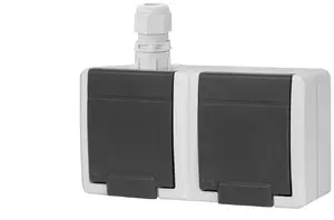 ELEKTROPLAST AQUANT 2K gniazdo natynkowe podwójne z uziemieniem 2x2P+Z IP65 szary 5042-65