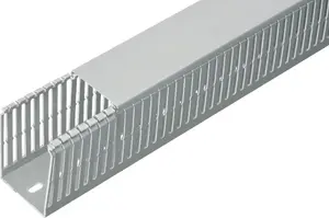 Elettrocanali ECSH2580 Halogen-Free Slotted Wiring Duct with Cover 25 x 80 mm Grey 2 m