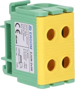 Ergom ZJUN-2x50 PE 1-pole DIN rail terminal block yellow-green